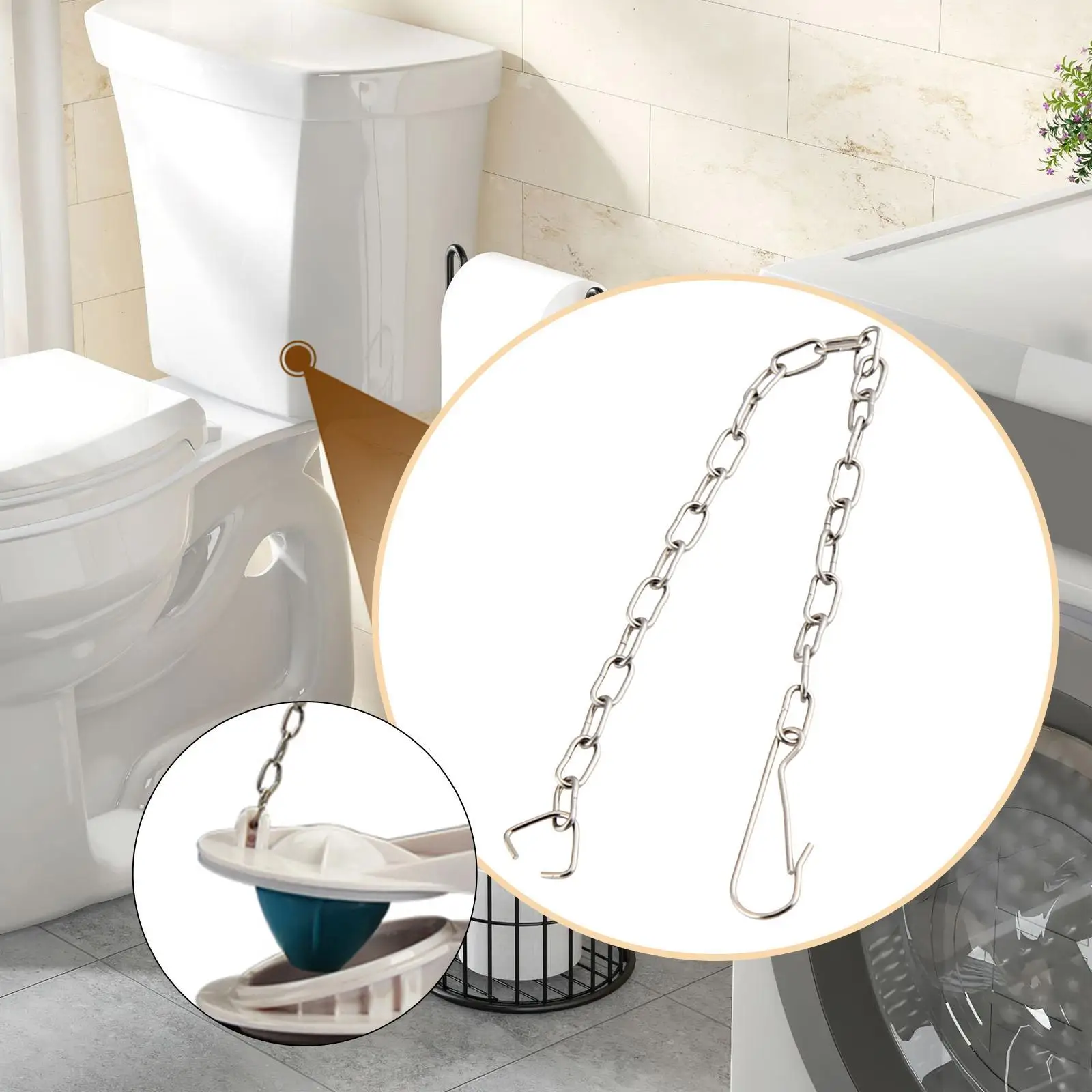 

2x цепи для заслонки унитаза, практичные, прямая замена запасных частей, простая установка, долговечность, детали унитаза, цепь из нержавеющей стали