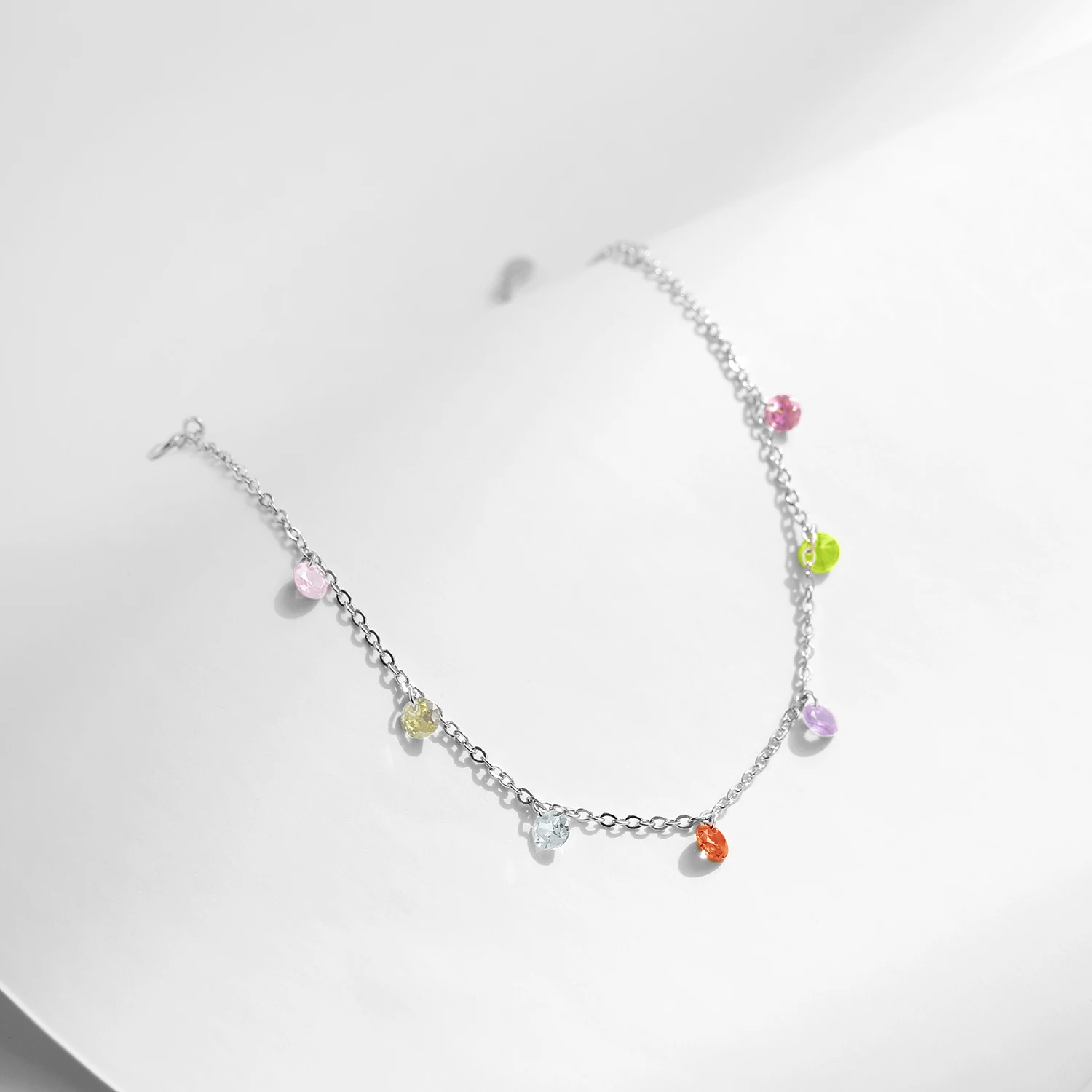 MODIAN Rainbow Colorful Zircon Bracelet 925 Sterling Silver Fashion Delicate Link Chain Bracelet For Women Girls Fine Jewelry