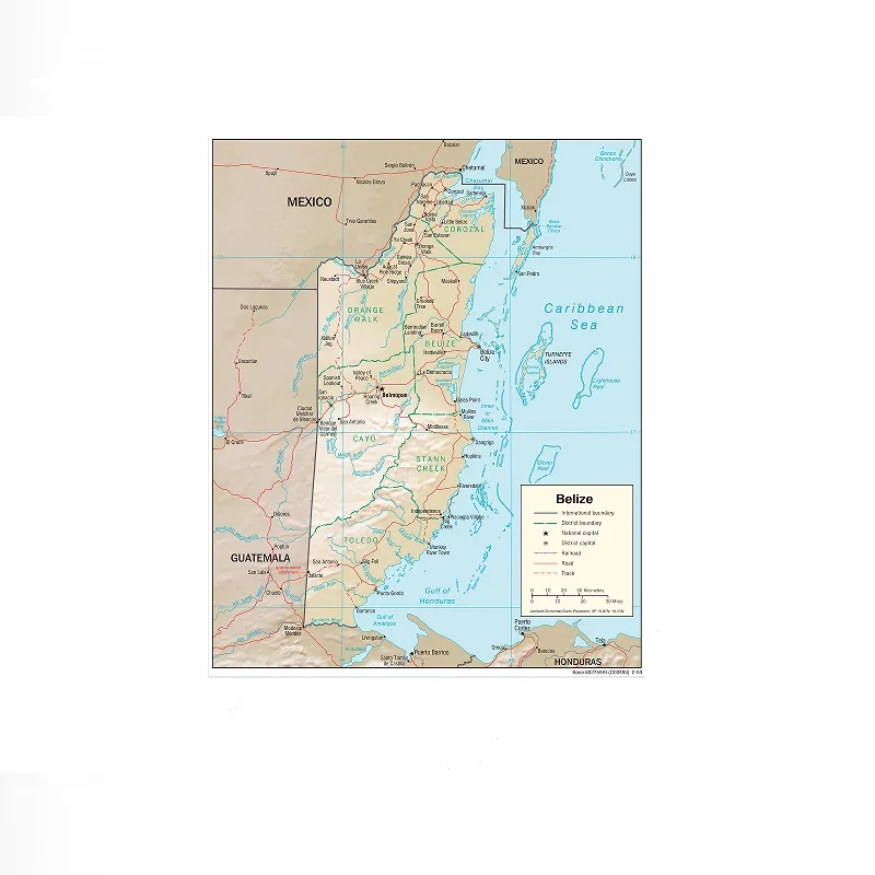 Belize Physical Geography Physiographic Map, Art Print Canvas Poster, Living Room Decor, Home Wall Picture