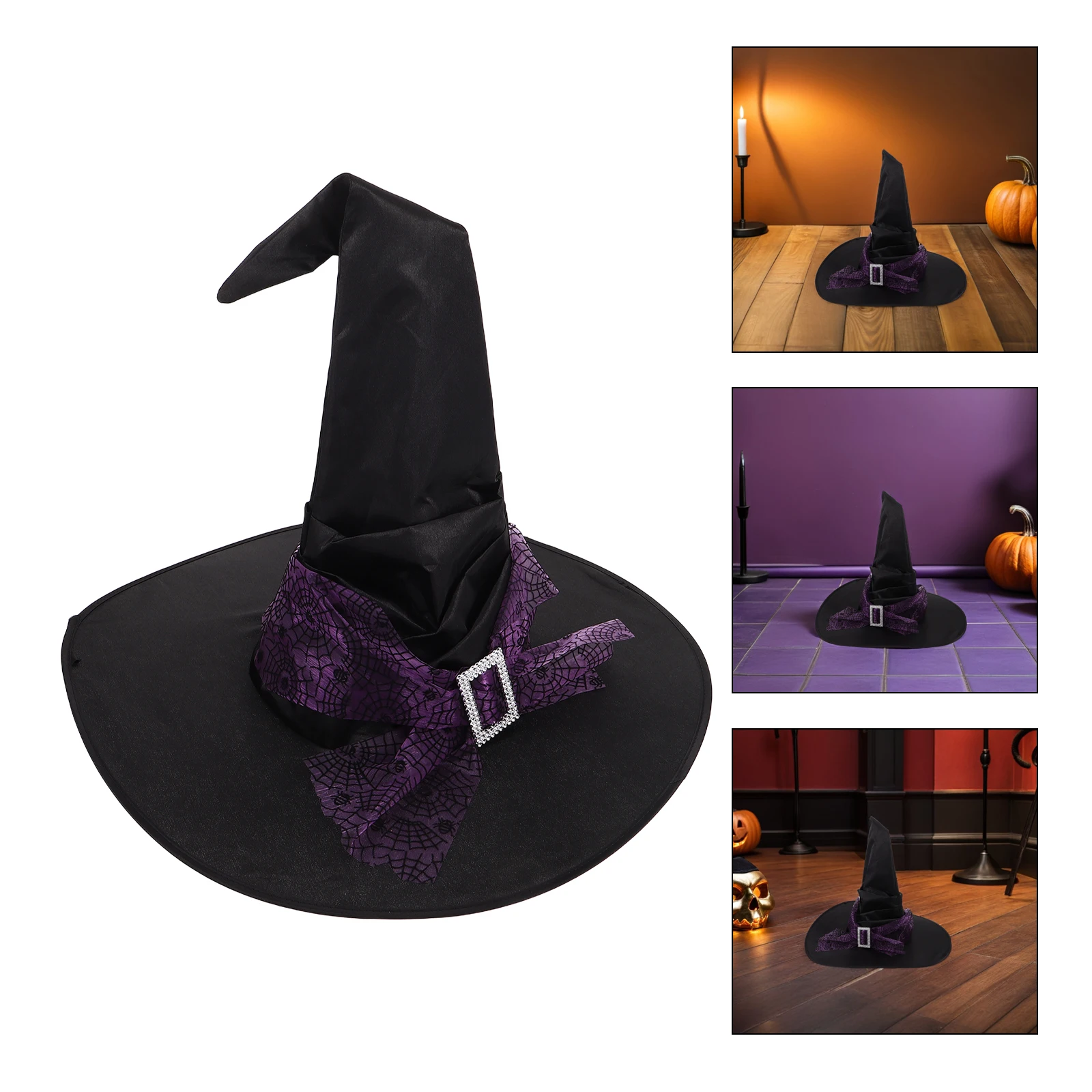 

Halloween Witch Hat Decor Cosplay Headwear Goth Costume Top Hats for Women Gothic Dress up