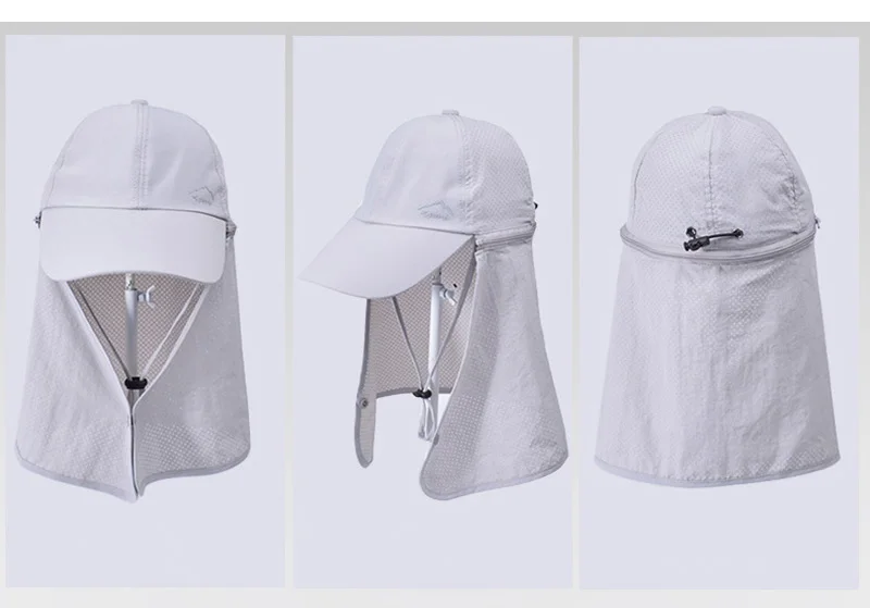 Schnell trocknende Sonnenhüte für Männer und Frauen, abnehmbarer Schal, Nackenschutz, Baseballkappe für Erwachsene, Outdoor-Frühlings- und Sommerhut für Teenager – Detail 10