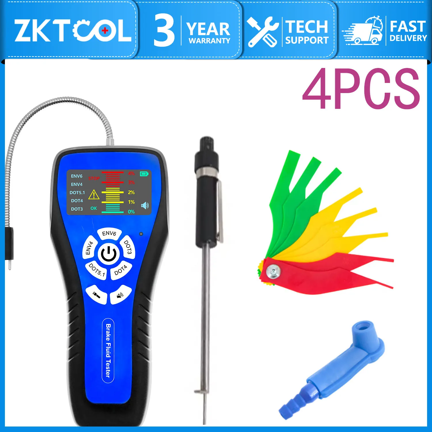 

Набор инструментов для проверки тормозной жидкости из 4 предметов, новый тестер тормозной жидкости, линейка тормозных колодок, ручка для обнаружения тормозных колодок, соединение тормозной масляной трубы