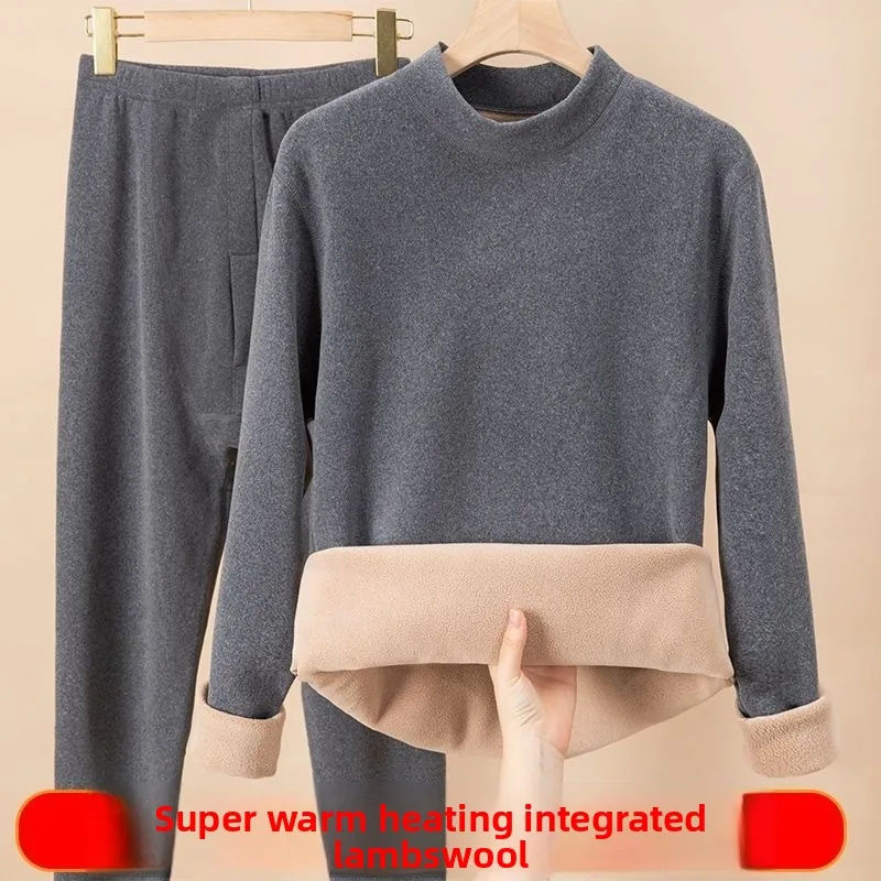 Winter Thermal Underwear Sets Men Women Velvet Tops +Long Pants Comfortable Skin-friendly Elastic Thickening Warm 2 Piece Set