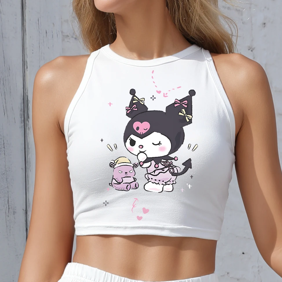

TOPS WOMAN 2025 off shoulder crop top summer women KUROMI shoujo outfit