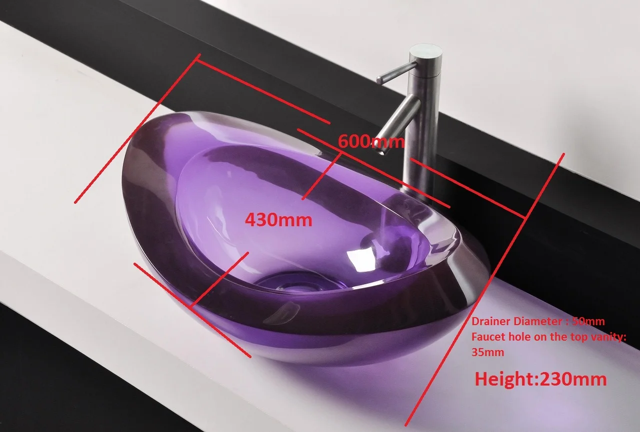 Oval Colourful Resin  Above Counter Washbasin Cloakroom Vanity Sink Vessel Basin