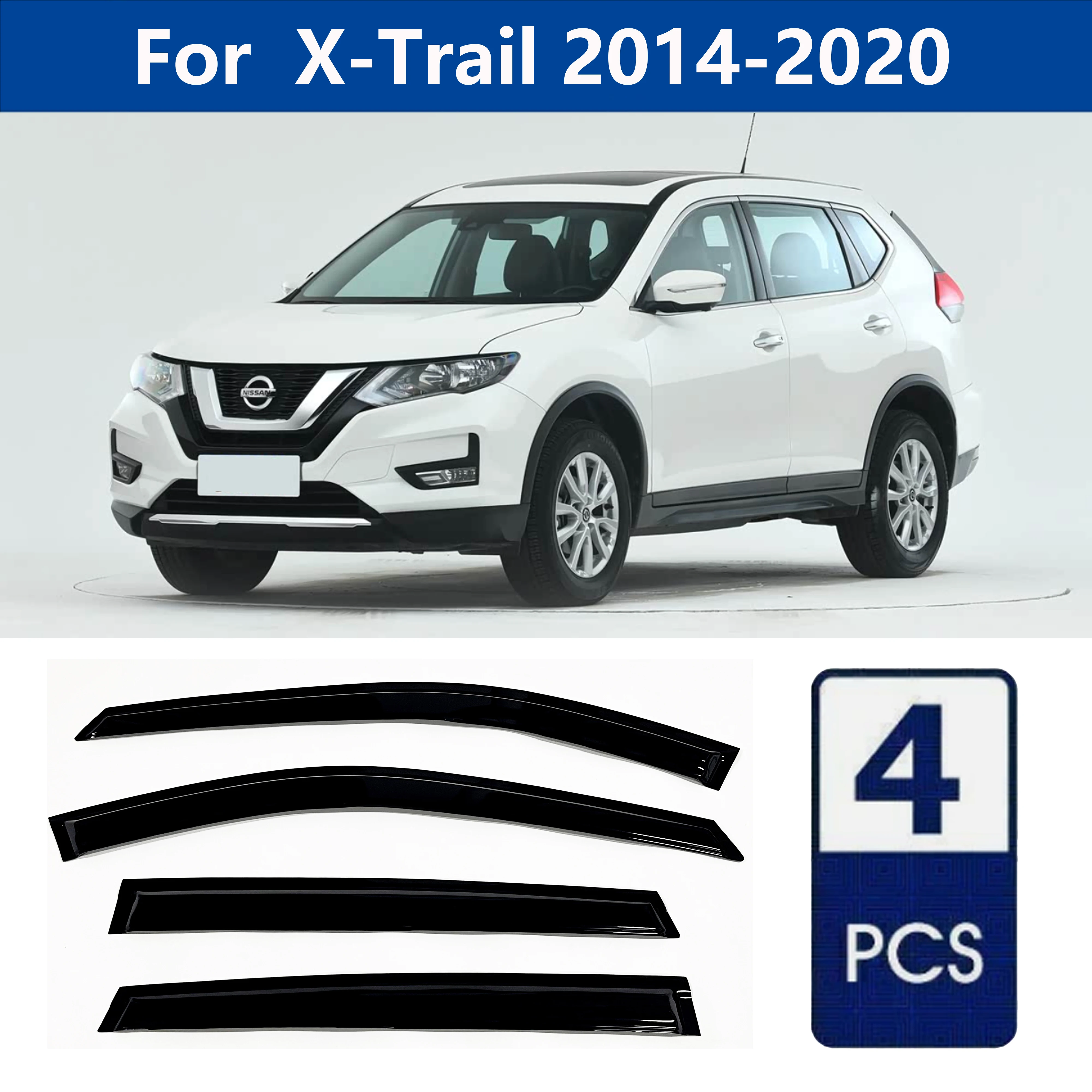 

AIBAP High-Quality 4pcs 1.8mm Car Windows Visor For X-Trail/Rogue 2014-2020 window visors rain guards rain guard Sun Rain Visors