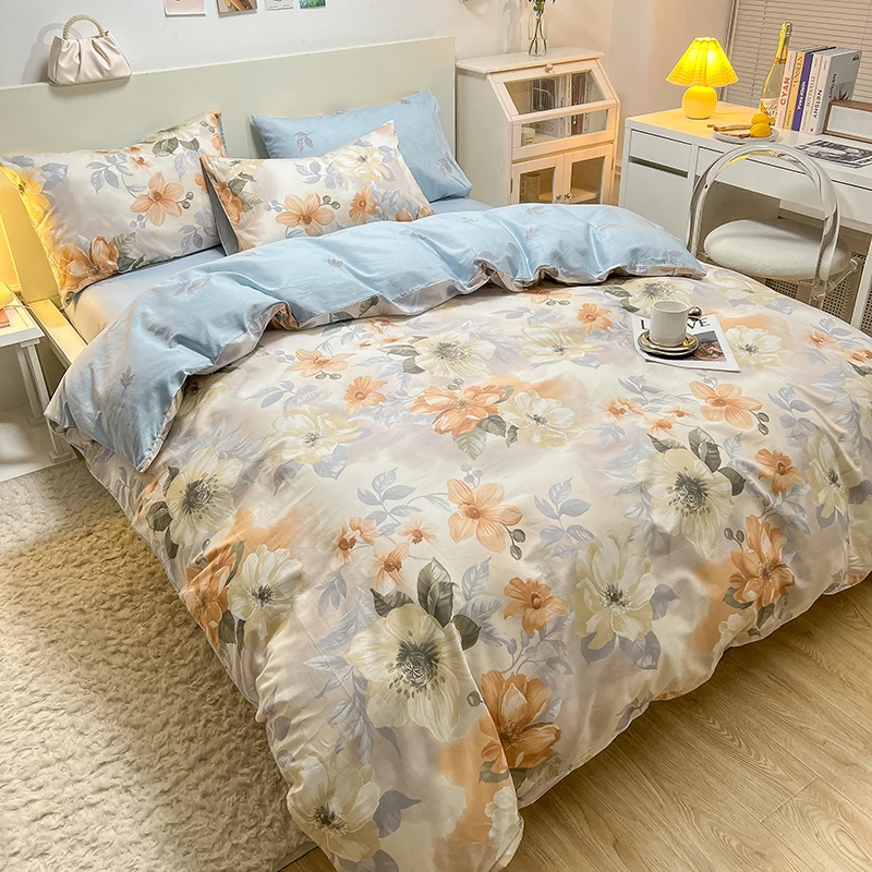 1Pc Print Duvet cover(without filler),skin friendly comfortable Plants and flowers pattern All Season,For Home Bedroom Bedding