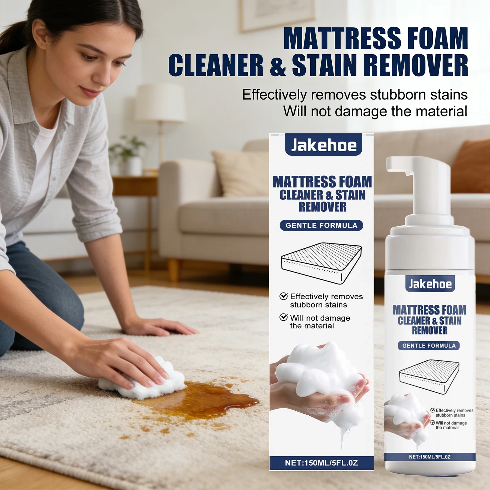 Fabric Carpet Cleaner Removing Stubborn Stains Prevent Yellowing Reduce Odor Refreshing Maintain Softness Mattress Cleaning Foam