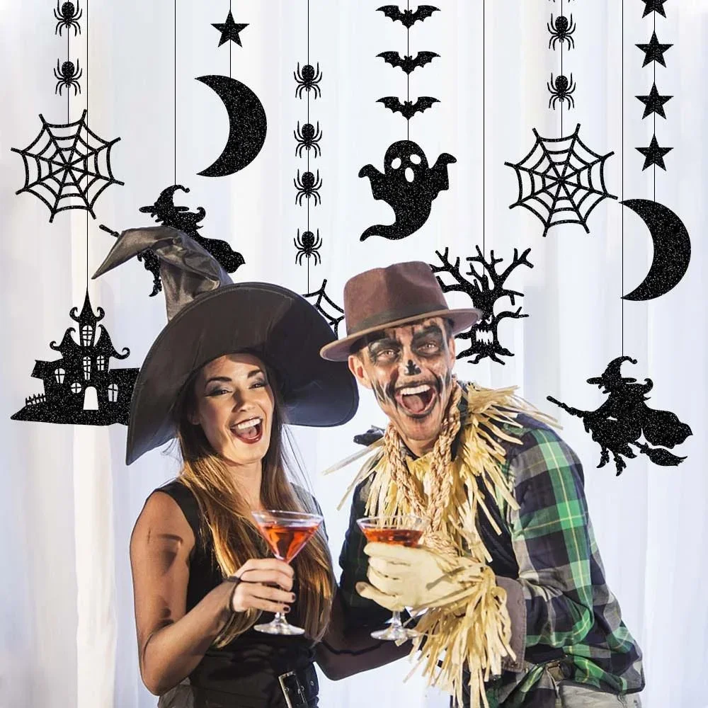 6 Stück Halloween-Hängebanner, Girlande, gruselige Spinne, Hexe, Geist, Fledermaus, Anhänger, Ornament, fröhliche Halloween-Party-Dekorationen für Zuhause – Detail 4