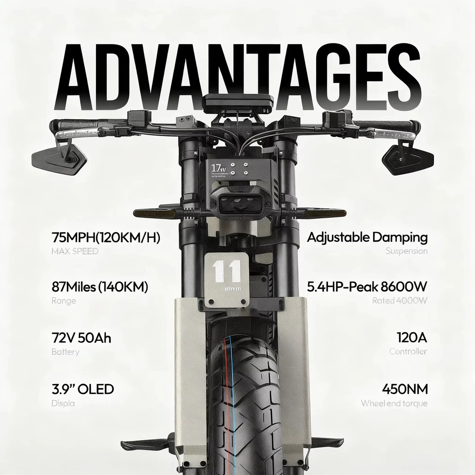 SLDBK Electric Motorcycles 12000W Peak Electric Bike New Adult Off Road Ebike Electric Dirt Bike 72V50AH Lithium Battery E-bike image 5
