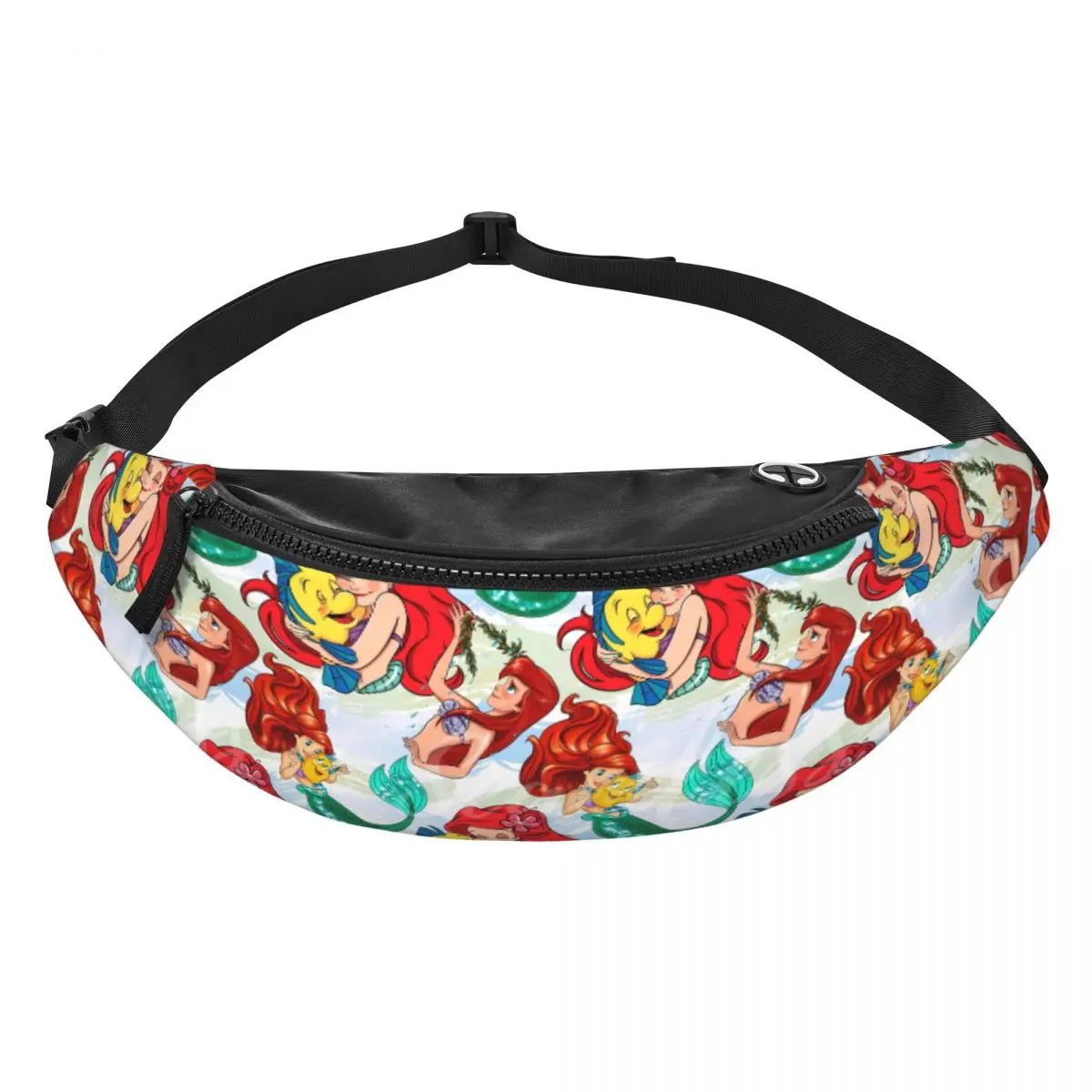 Custom The Little Mermaid Fanny Pack Men Women Fashion Cute Cartoon Crossbody Waist Bag for Hiking Phone Money Pouch