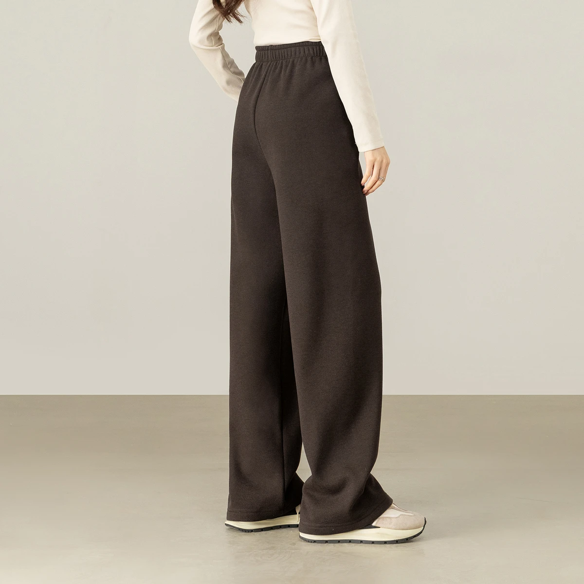 SENTUBILA Women Straight‑leg Pants Acetate Wool Fleece‑lined Loose‑fit Versatile Office Commute Daily Trousers Outfits 154KA4992