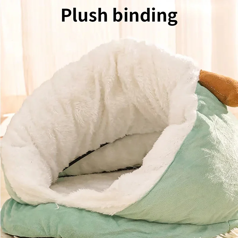Foldable Washable Pet Sleeping Pet Bed Heart-Shaped Slippers Comfortable Bag Suitable for Dogs Cats Soft Plush Indoor for Winter