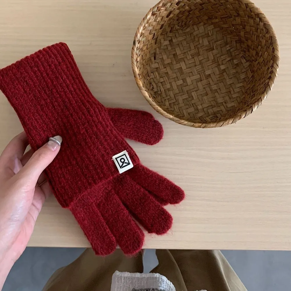 

Креативные теплые перчатки с полным покрытием пальцев, ветрозащитные, однотонные, с сенсорным экраном, устойчивые к холоду, эластичные вязаные зимние перчатки для активного отдыха и велоспорта