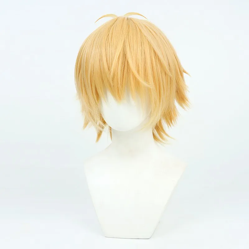 Motosierra hombre Denji Cosplay peluca protagonista provocado artesanía fácil estilo amarillo dorado