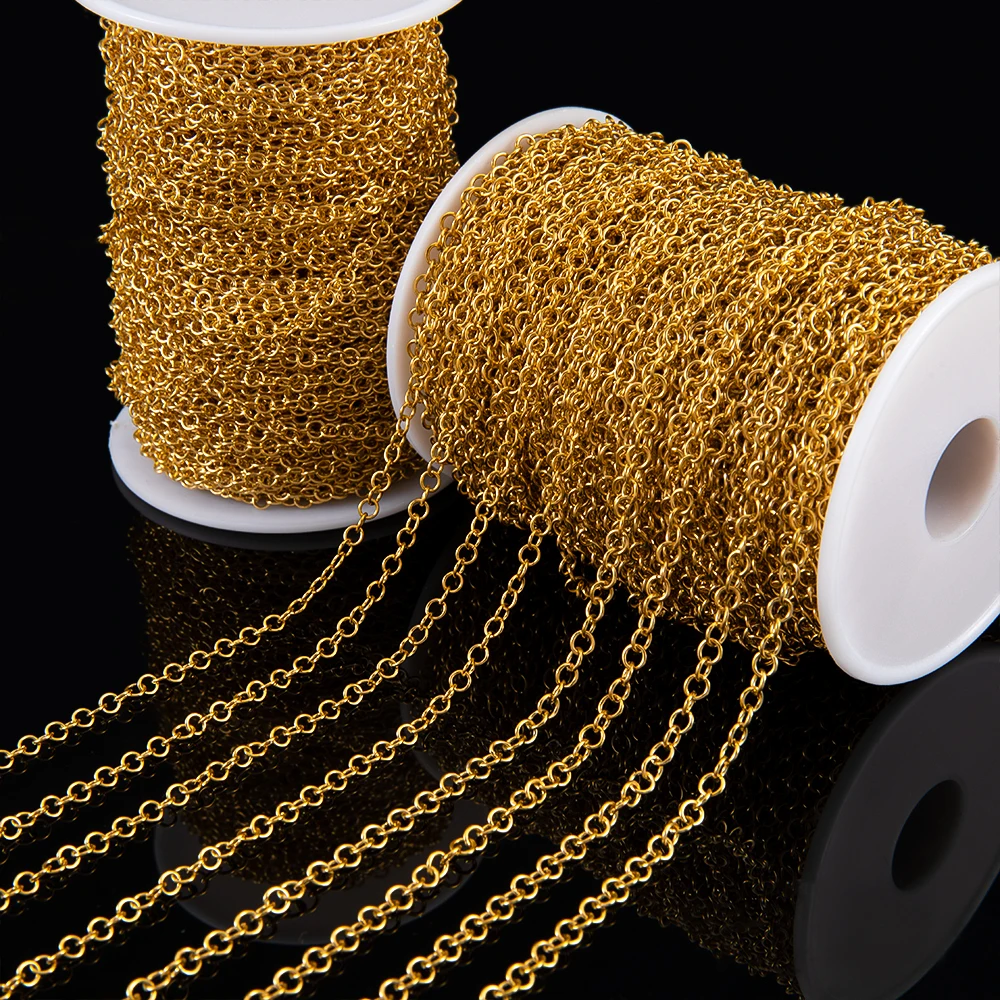 

1 Meter Stainless Steel Ring Cross Chain for DIY Necklace Bracelet Body Chain Clothing Jewelry Making