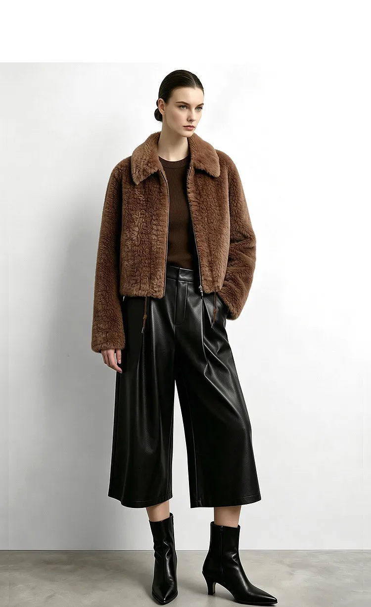 Amii Women's Faux Fur Coat Lapel Collar Oversized Warm Slimming Minimalist Versatile Commuter Winter Women's Coat 12624092