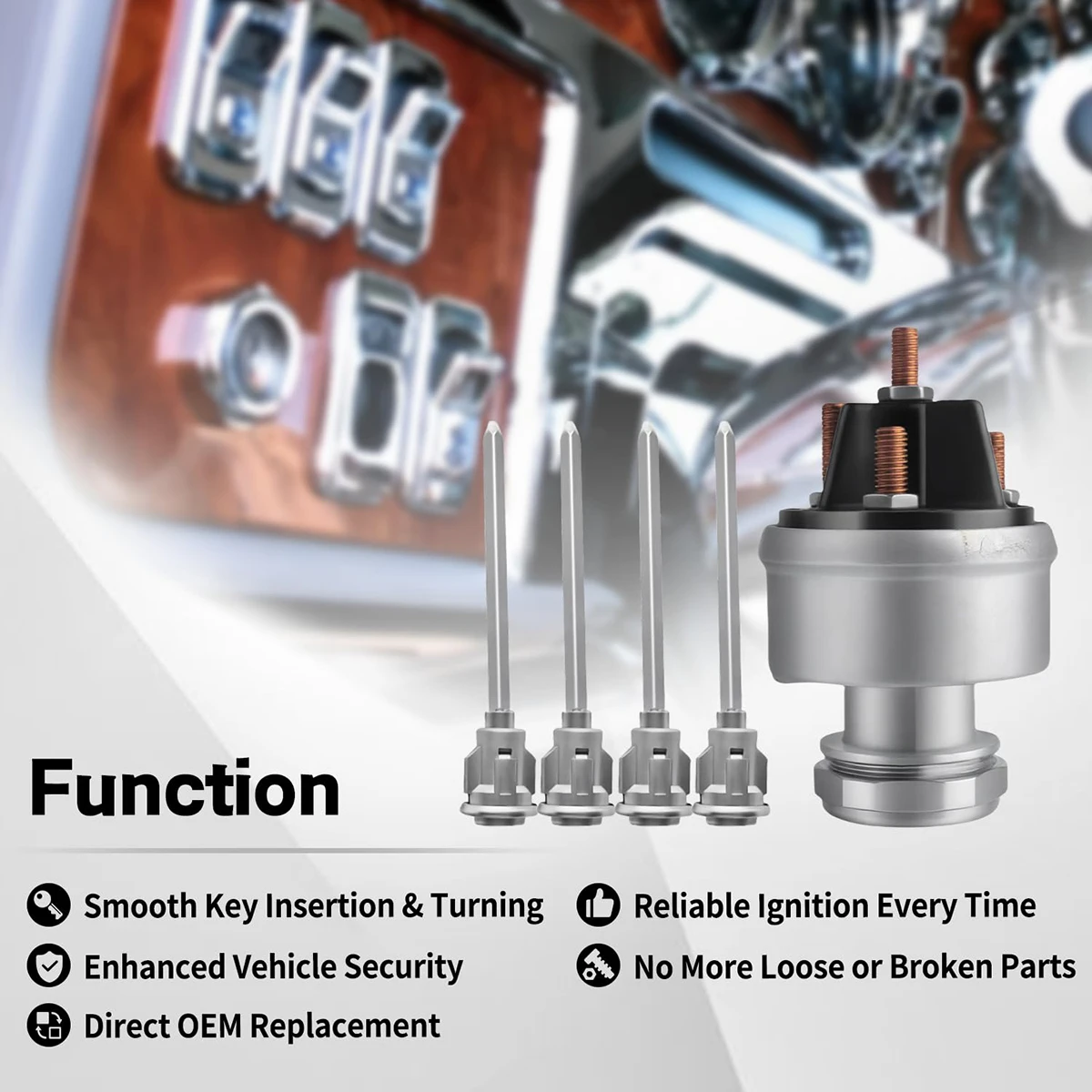 Kit de montagem de interruptor de ignição com cilindro de fechadura de 4 portas e 4 chaves para Peterbilt 379 377 359 378 349 385 362 23-08598 23-09994C268