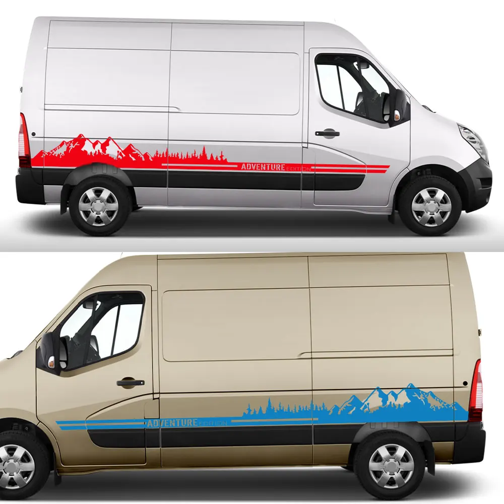 2PCS Car Stickers For Renault Master 2 3 4 NIssan NV400 Interstar Opel Vauxhall Movano Tuning Accessories Camper Van Mountain - view 4