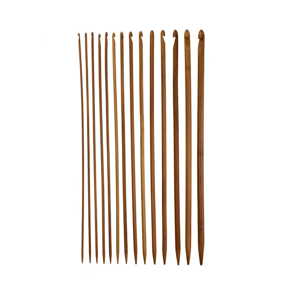 

14Pcs Bamboo Wood Crochet Hook Set Lightweight Non- Knitting Tools for DIY Yarn Crafts Crocheting Beginners Women Gift