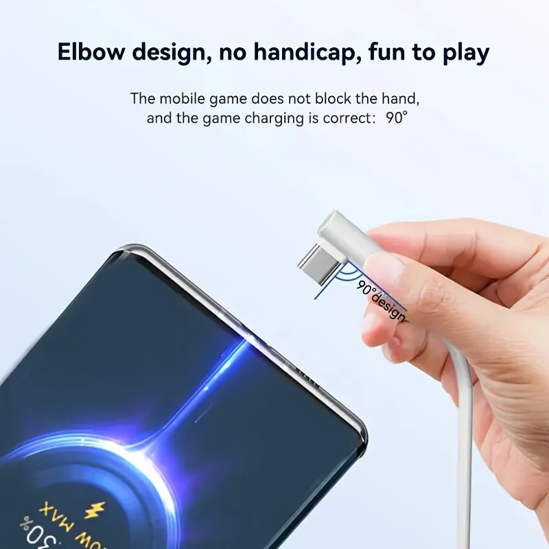120 W Max Elbow Superschnelles Ladekabel ist für Xiaomi-Handys, Huawei Mobile Games, Ellenbogen-Typ-C-Kabel geeignet