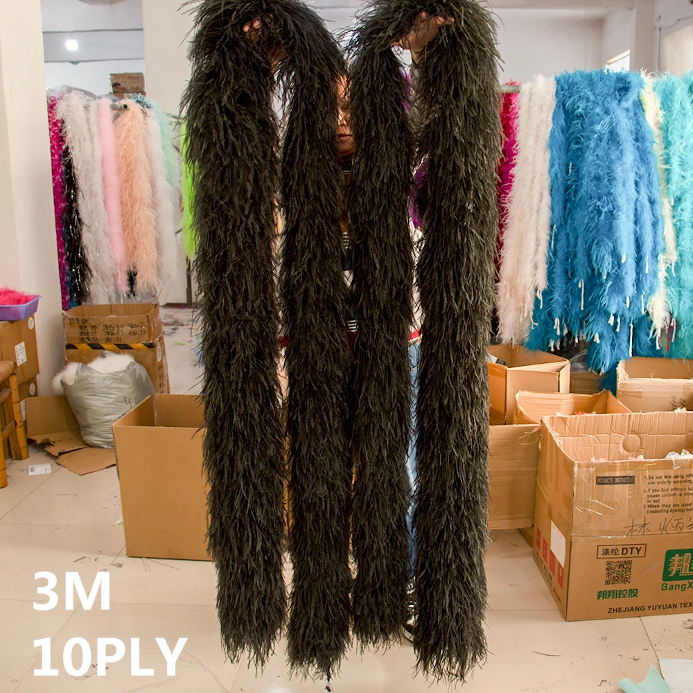 Fluffy 10ply 20ply Ostrich feather boa Natural Ostrich Feathers Boa trims for Costume Dress Sewing Shawl Decoration plumas