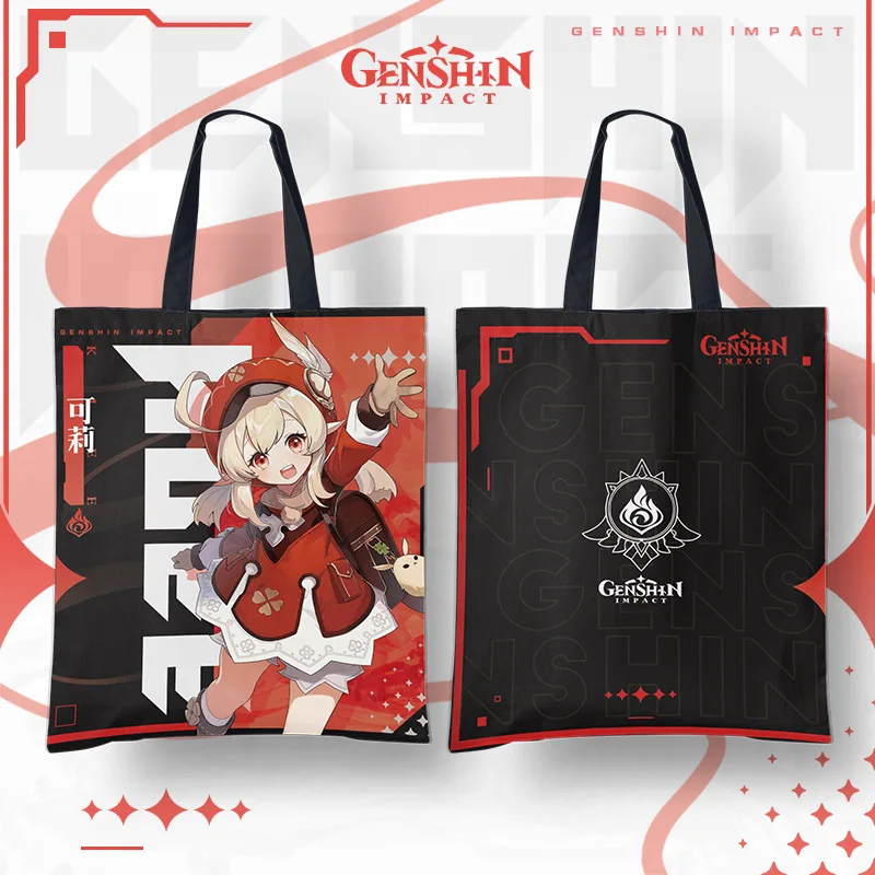 Anime Genshin Impact Canvas Bag Thickening Hardening Yae Miko Ganyu Hu Tao Ayaka Eula Raiden Shogun Game Satchel Portable Cloth