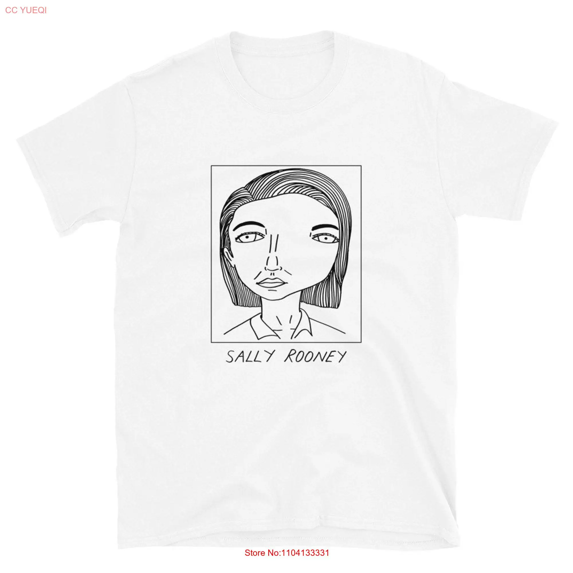 Badly Drawn Authors Sally Rooney T Shirt FREE Worldwide Delivery long or short sleeves