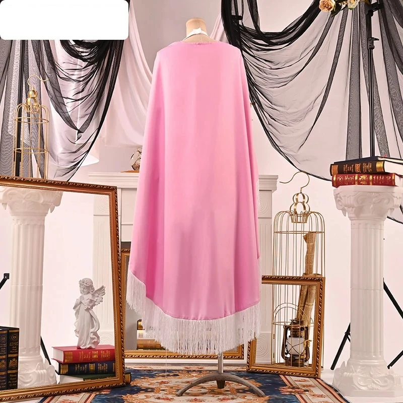 Gaun Elegan Putri Nefeltari Vivi Cosplay One Piece Anime Jubah Pink Kostum Main Peran Halloween Properti Rambut Panjang Biru