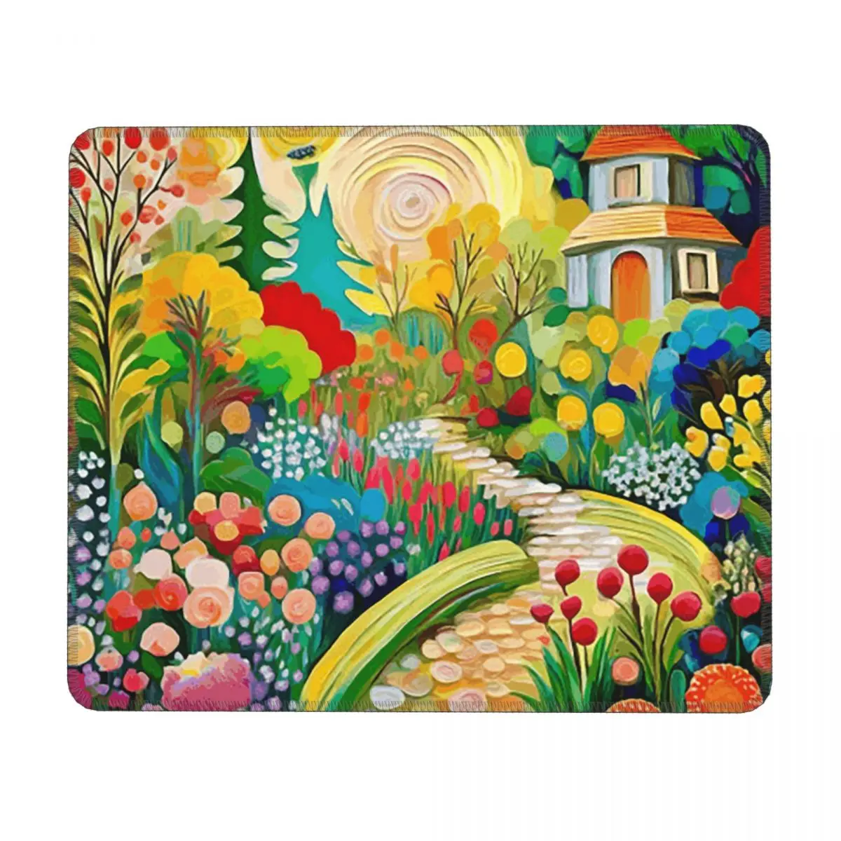 Gustav Klimt Flower Garden With Cottage Multi-size Mouse Pad Computer Keyboard Mouse Mat Gaming PC Laptop Desk Mat