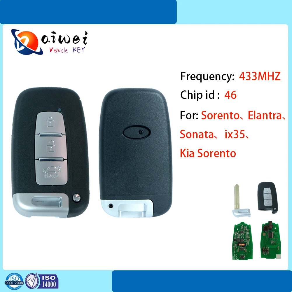 

Car Remote Key For Hyundai Kia Sonata IX35 Veloster Kia Cerato Sportage 433.92MHz ID46 SY5HMFNA04
