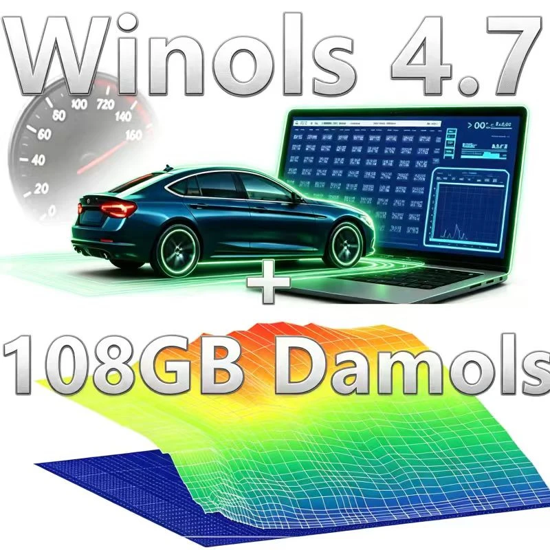 Newest Winols 4.7 + 108GB Damos Files + ECM TITANIUM 26100 ECU Programming Tool Software + Immo Service Tool V1.2 + Use Guide
