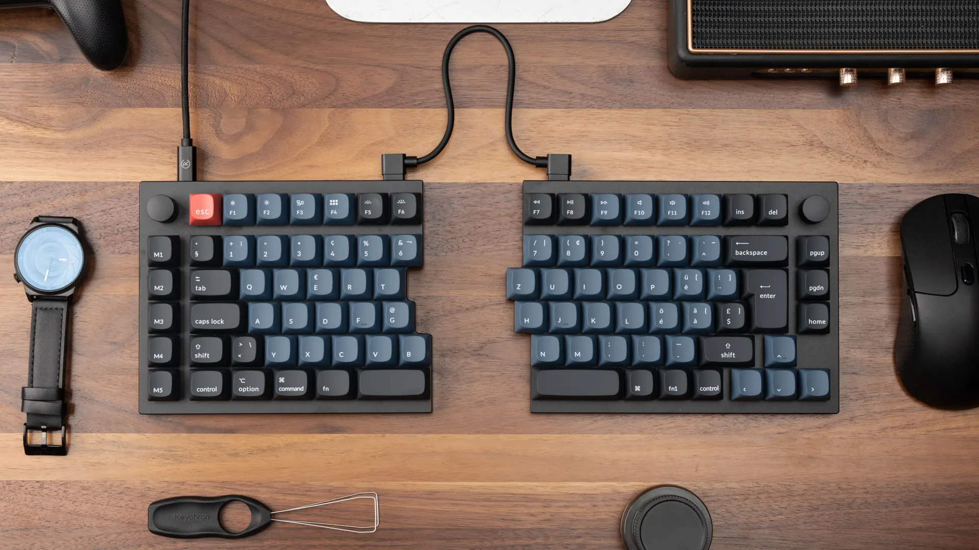 Imagem -03 - Keychron-hot Swappable Tipo-c Wired Teclado Mecânico Qmk Iso Layout Collection Knob Split Design Personalizado Q11