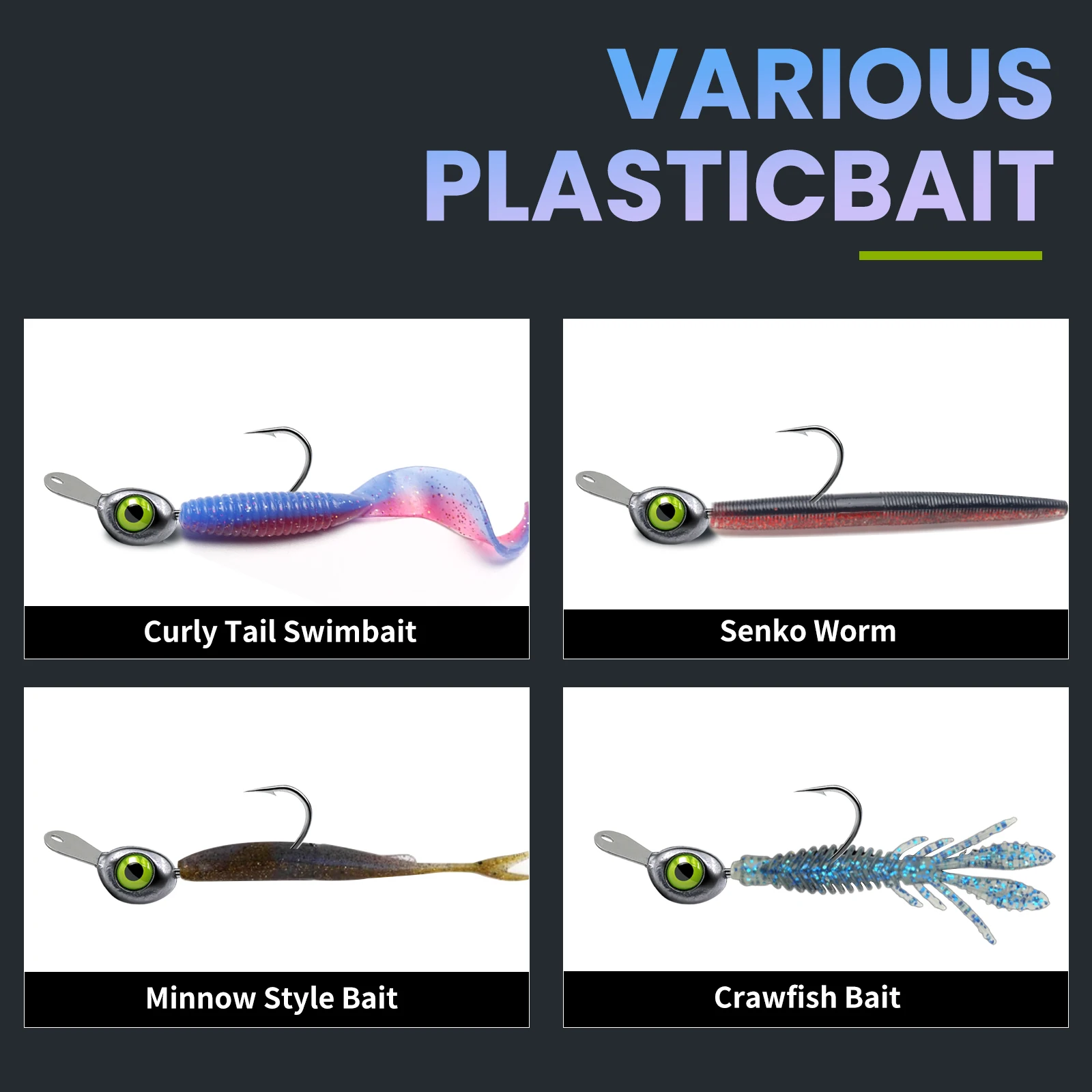 FishTrip 10 قطعة رؤساء تهزهز السنانير لوحة اللسان سوينغ تهزهز رؤساء السنانير مكافحة بعقبة أسماك سوينغ السباحة عمل الصيد #4