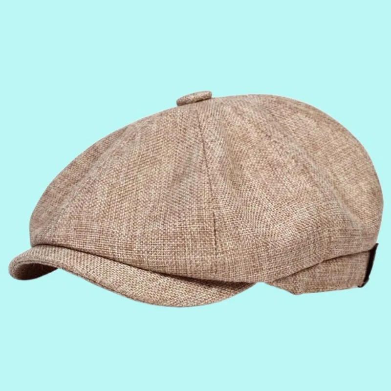 Estilo britânico outono verão boina chapéu para homem de luxo linho algodão clássico vintage retro viseira newboys boina boné feminino presente