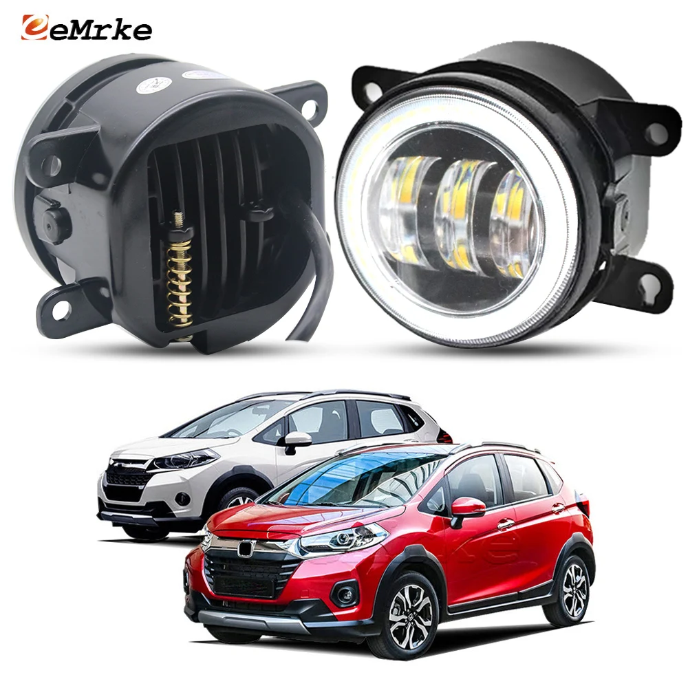 Replace White Yellow Led Fog Lights 40W with Angel Eyes Car DRL Daytime Running Lamp For Honda WR-V GL 2017 2018 2019 2020 2021