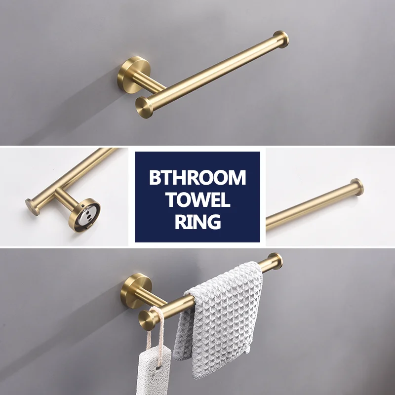 Brushed Nickel Black Towel Rack Wall Mounted Stainless Steel Holder Hanger with Nails Rustproofed Bathroom Hardware Towel Rails