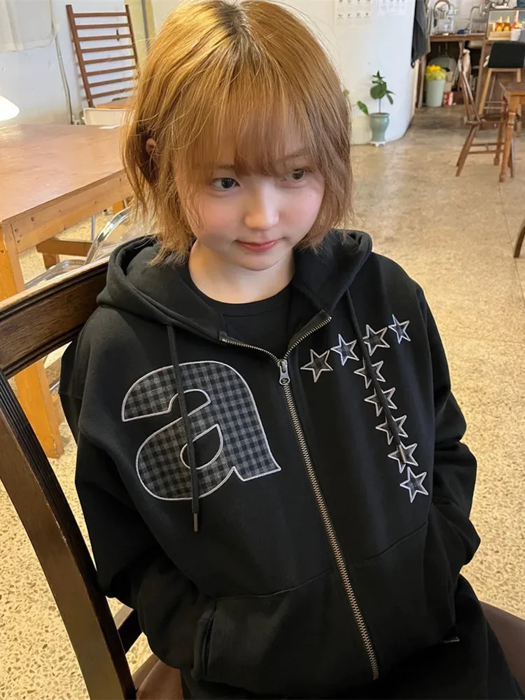 

The Coldest Moment, японская легкая толстовка с капюшоном в стиле аниме Sle, женская осенняя толстовка со звездами, свободная посадка, длинная застежка-молния све