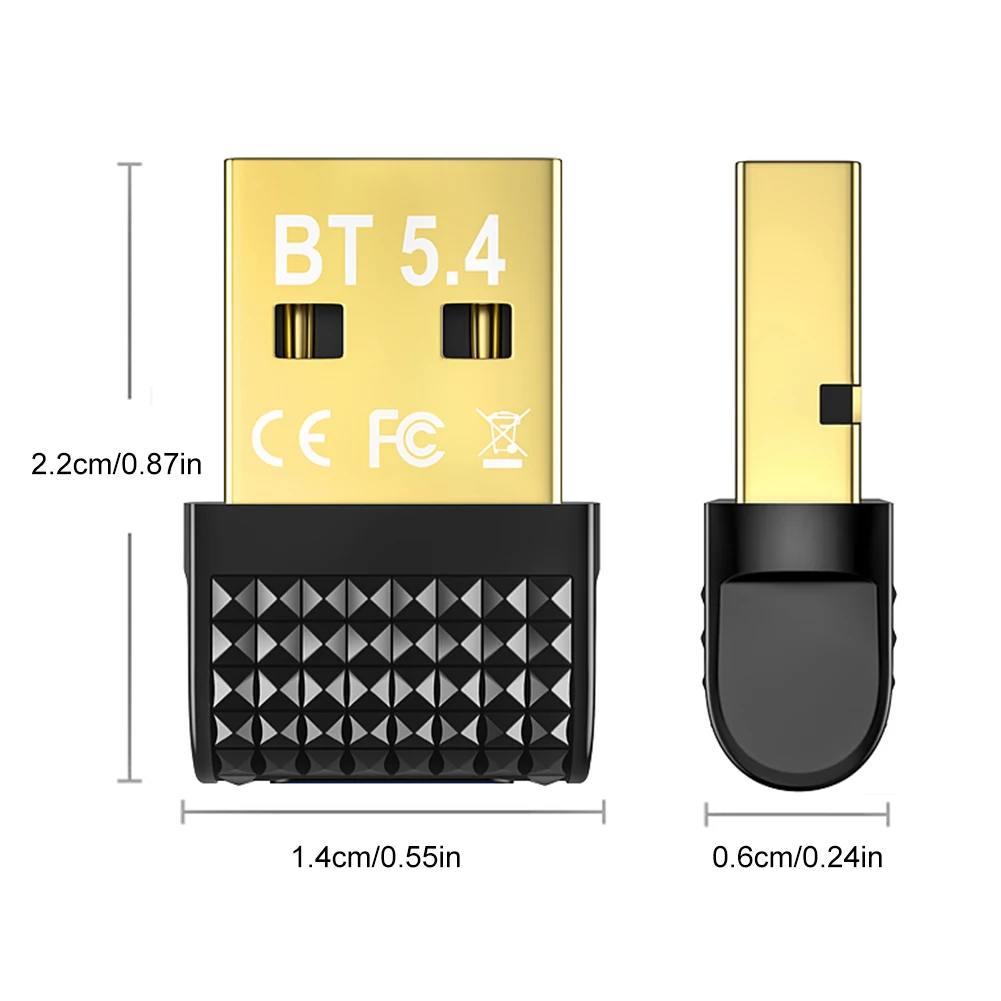 BT 5.4 محول USB BT 5.3 دونغل التوصيل والتشغيل اللاسلكي BT جهاز ريسيفر استقبال وإرسال للكمبيوتر لوحة مفاتيح وماوس سماعات الرأس