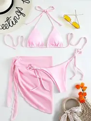 Paquete de 3 Bikini con cordón ajustable, traje de baño y falda de playa