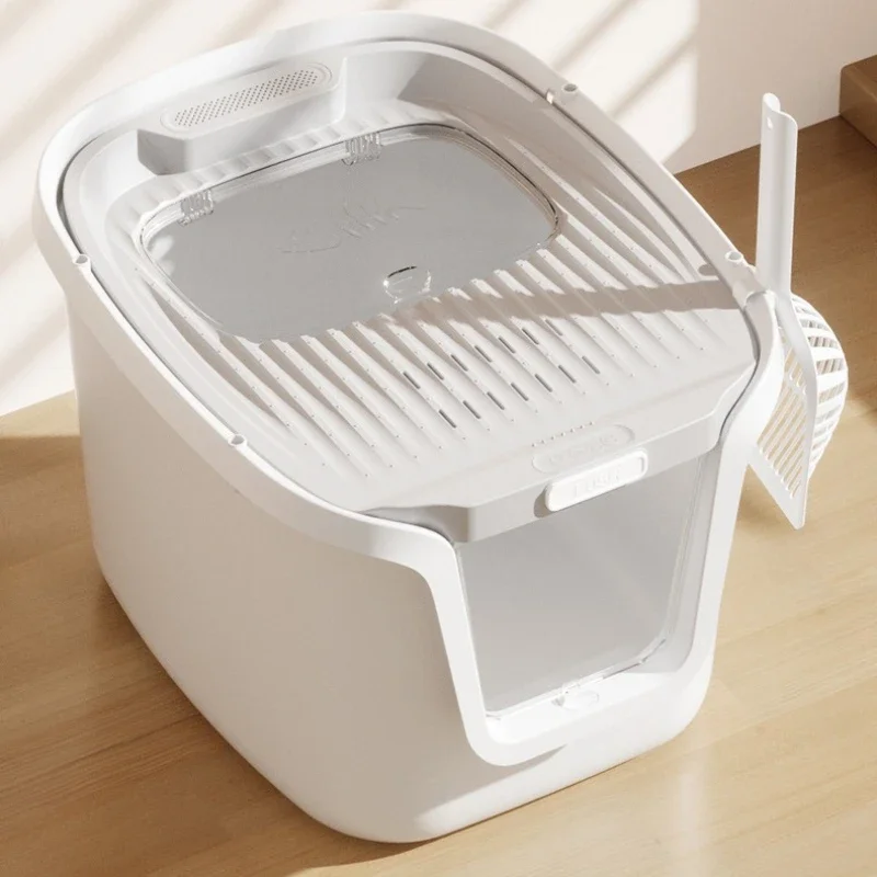 Large Fully Enclosed Top Entry Cat Litter Box Sand Leak Proof No Sand Bring Out Deodorant Anti Splatter Big Cat Toilet Supplies