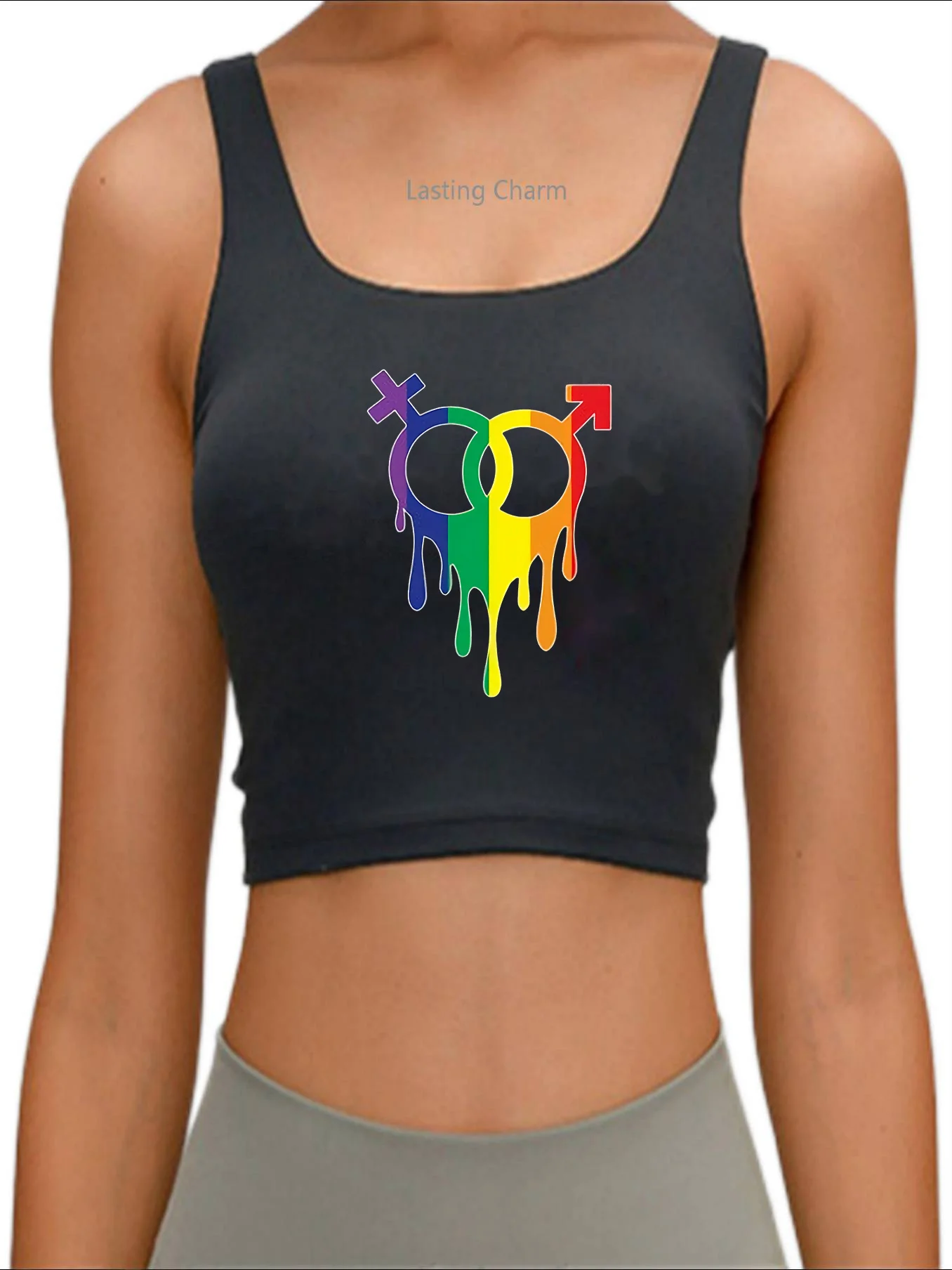 

LGBT Gay & Lesbian Trans Bisexual Pride Festival Crop Top Rainbow Flag Awesome Sexuality Celebration Tank Tops