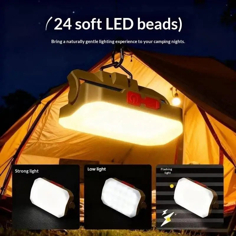 2 Way LED Camping Lantern 1200mAh Long Lasting High Brightness Portable Flashlight for Outdoor Survival Kits