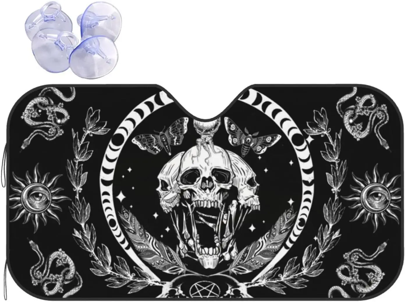 

Череп Эстетический Скелет Триппи Гот Мотыль Змея Луна Звезды Лобовое Стекло Солнце Ша, Переднее Окно Автомобиля Симпатичные Солнцезащитный Чехол Солнце