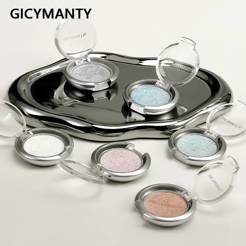 GICYMANTY Aurora Satin Highlighter Palette Eyeshadow 6 Colors Mashed Potato Texture Waterproof Long Lasting Velvet Creamy