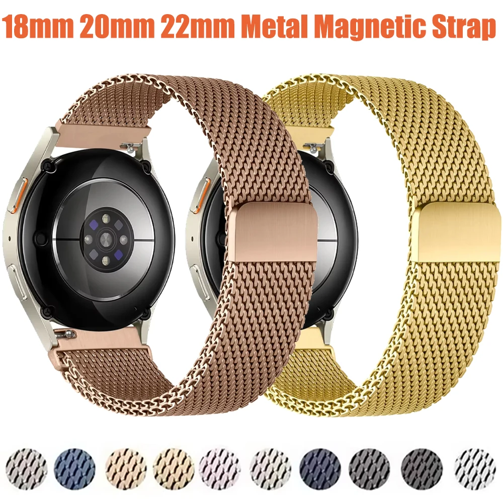 Correa de Metal de 18mm 20mm 22mm para Garmin Venu 4/3/3S Active 6/Vivomove Trend, Correa de Malla de Acero Milanesa para Garmin Forerunner 970 965