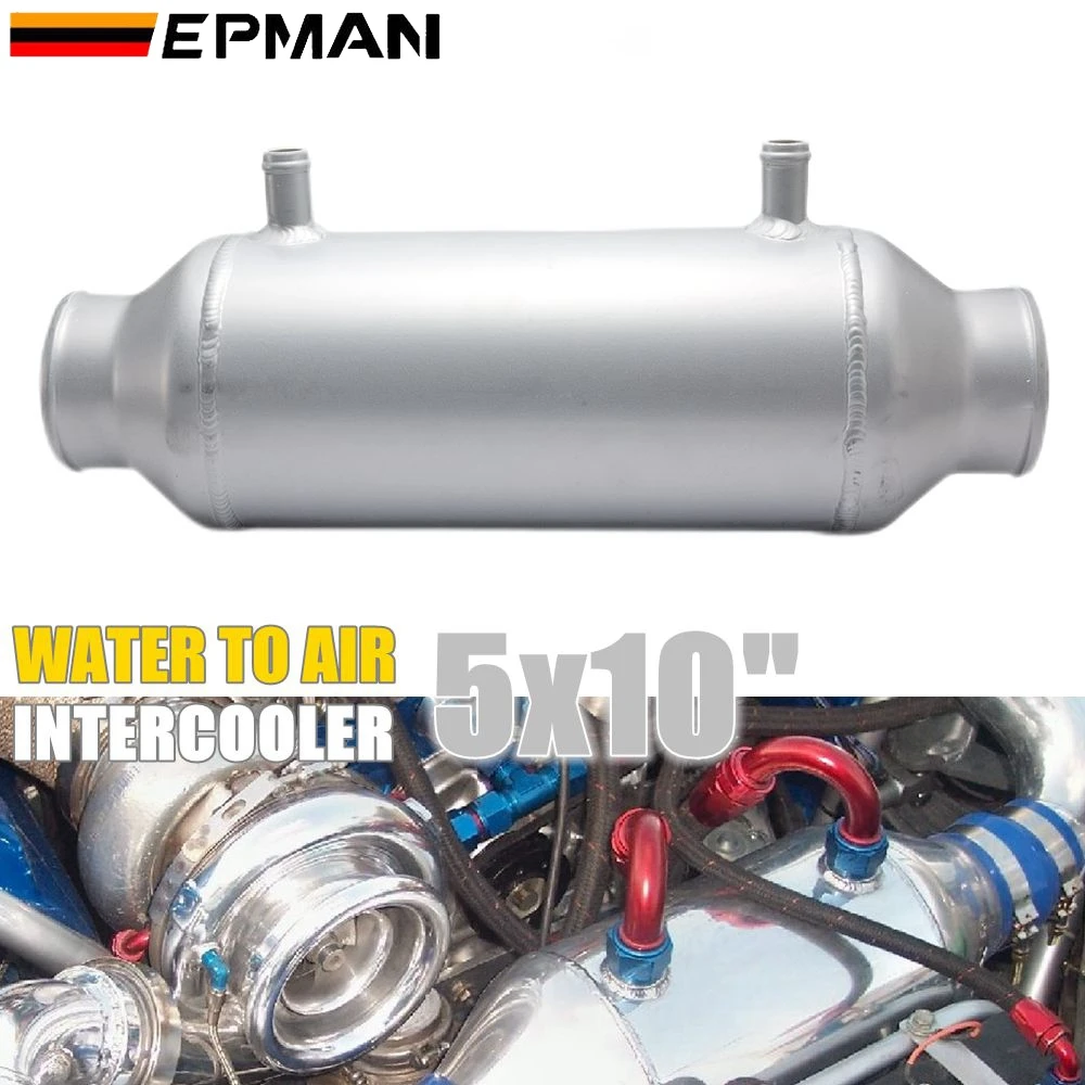 EPMAN Universal Turbo Intercooler Aluminum Barrel Cooler Water To Air Charge for Supercharger Engine 5