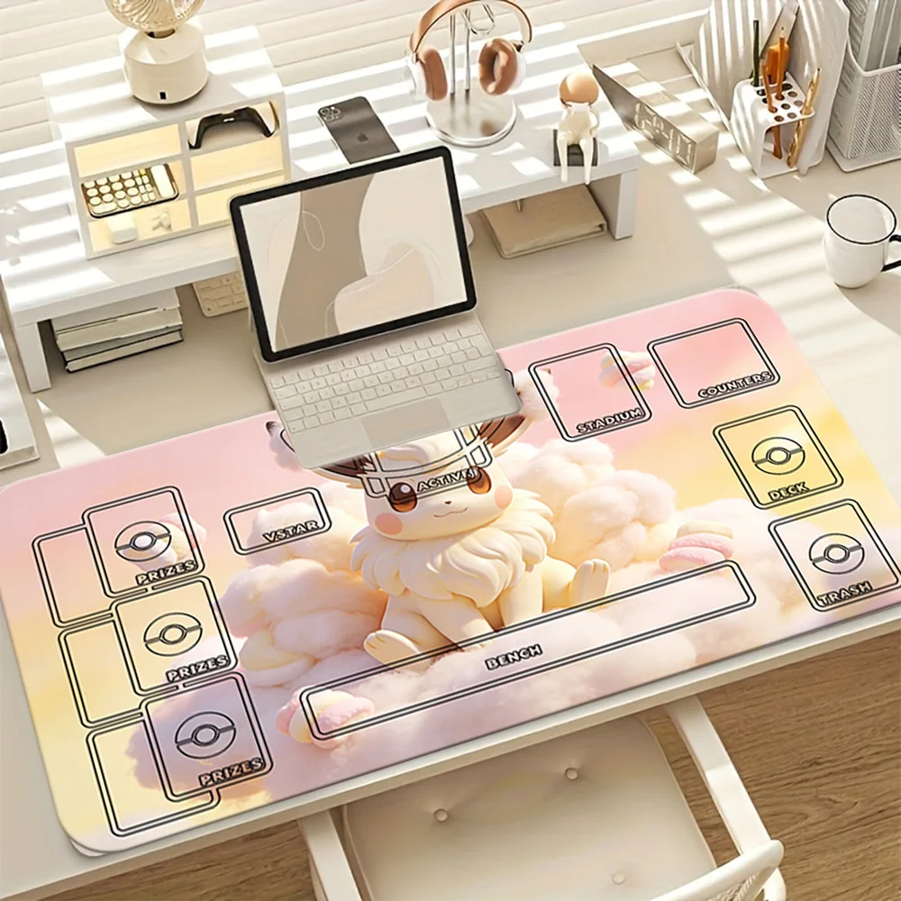 

Pokemon Eevee Cloudy TCG Playmat Large Gaming Mouse Pad with Card Zones Desk Mat