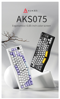 AJAZZ AKS075 wireless BT mechanical keyboard ergonomic three-mode 0.85-inch color screen + volume knob RGB