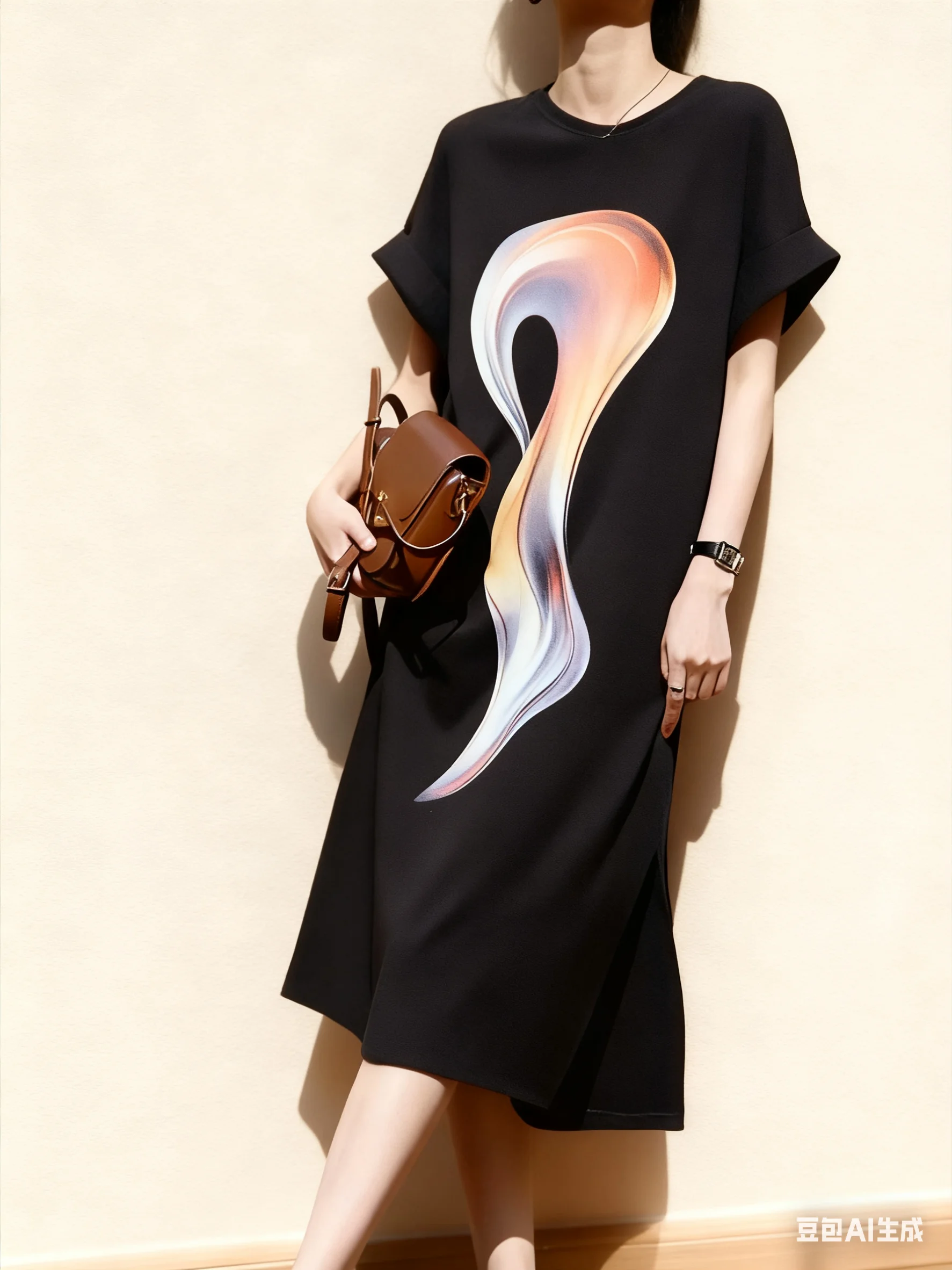 أزياء الصيف للسيدات كسول تصميم طباعة مجردة فستان متوسط طويل فضفاض في الهواء الطلق طباعة تنورة وتنورة حذاء الكاحل #3